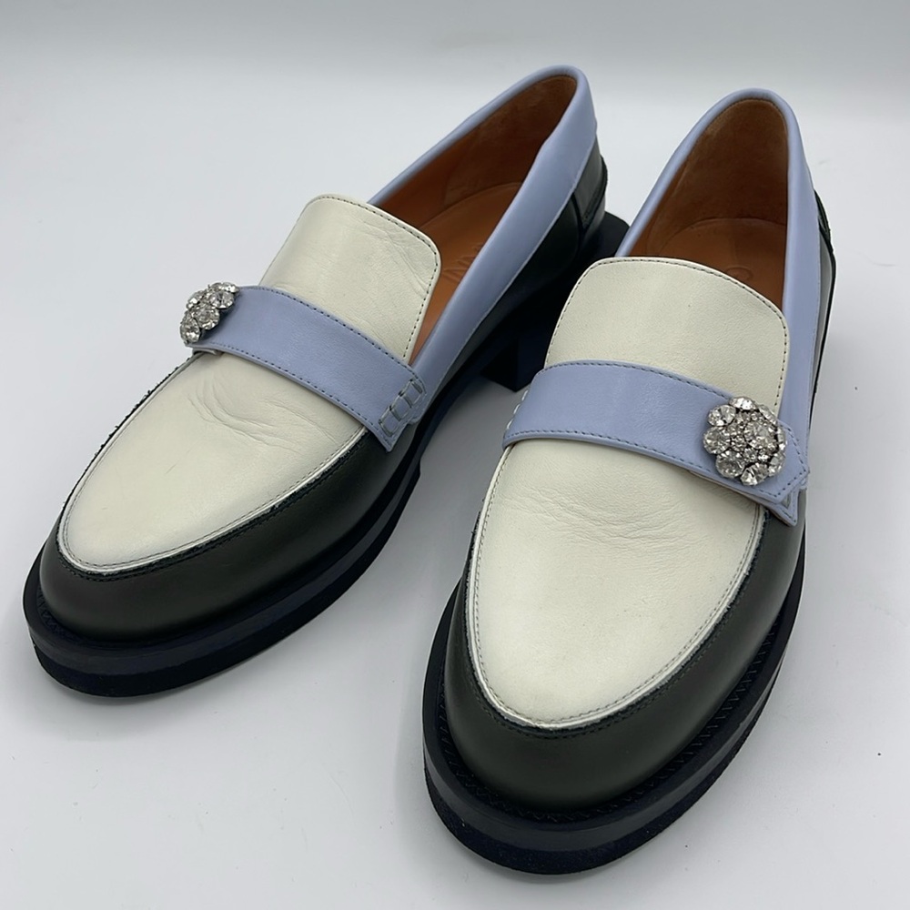 Ganni Colorblock Jewel Leather Loafers